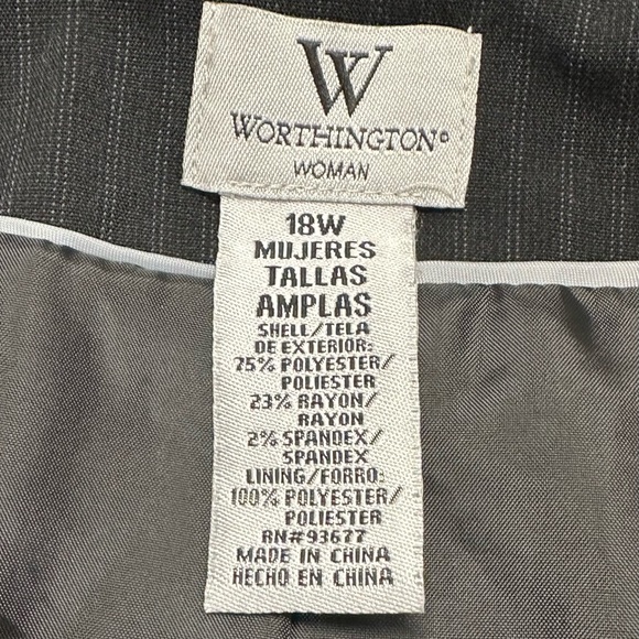 Worthington Stretch Black Pinstripe Blazer Suit Jacket Women's Size 18 W Office - Picture 6 of 6